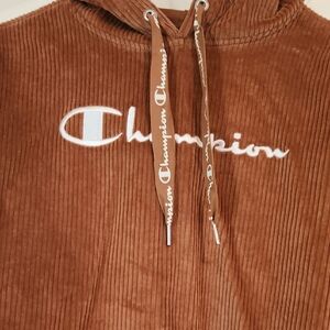 Woman's  Cropped Champion Brown Corduroy Hoodie. Excellent...size S🐝